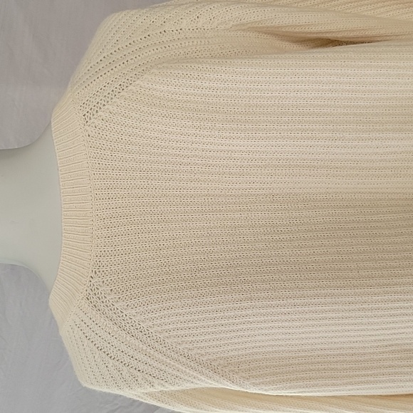 Rebecca Taylor Cream Knit Sweater V-neck Lightweight Ethereal Fairy Wool Blend M - Picture 3 of 10